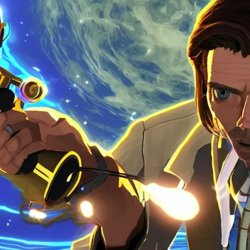 Prompt: David Tennant as Dr Who in Breath of the Wild, gameplay screenshot