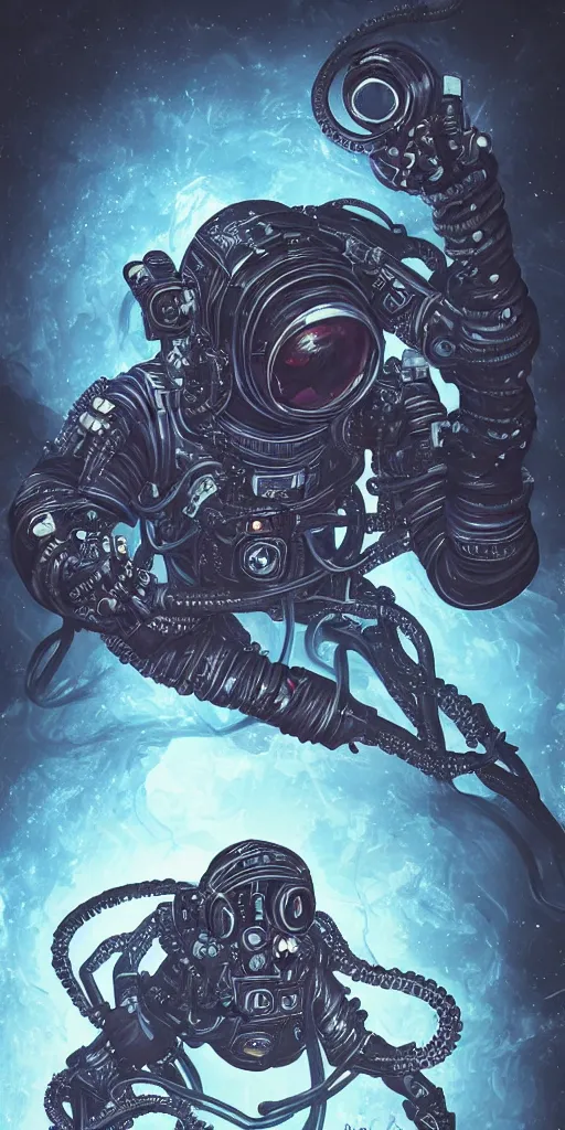 Prompt: eldritch astronaut with tentacles, retrofuturism, atompunk, dynamic composition, dramatic lighting, hyperrealistic, ultra detailed, nitro colors