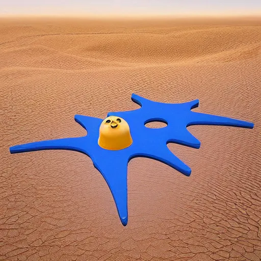 Prompt: baby toy shape building in the dessert, big scale