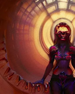 Prompt: hyper realistic portrait of a Necronomicon demon character in a hell portal in a film, art by artery and Greg Rutkowski and alphonse mucha, sci-fi, fantasy, intricate, ornate, beautiful detailed, highly detailed, digital painting, trending on artstation, concept art, smooth, sharp focus, illustration