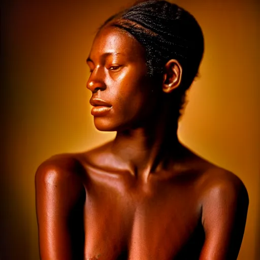 Image similar to beautiful african-american woman with soft skin, cornrows, 8K artistic photography, photorealistic, chiaroscuro, by Steve Mccurry, Joey L, Raphael, Caravaggio