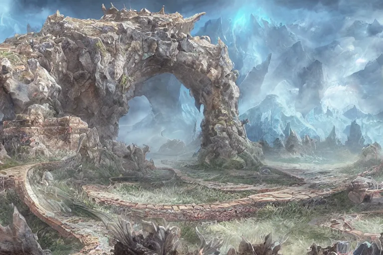 Prompt: steppe atlantis ultra detailed fantasy landscape concept art