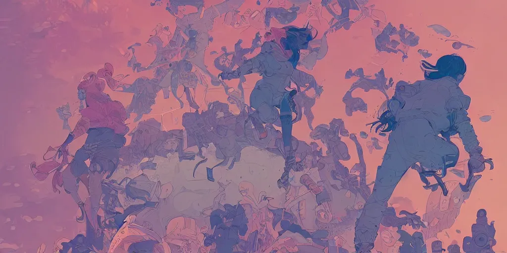 Prompt: girl creates something great, illustration, wide shot, subtle colors, post grunge, concept art by josan gonzales and wlop, by james jean, victo ngai, david rubin, mike mignola, laurie greasley, highly detailed, sharp focus, trending on artstation, hq, deviantart, art by artgem