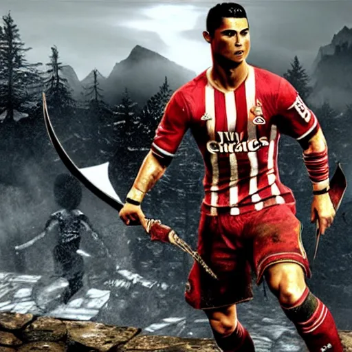 Image similar to cristiano ronaldo in the God of War game