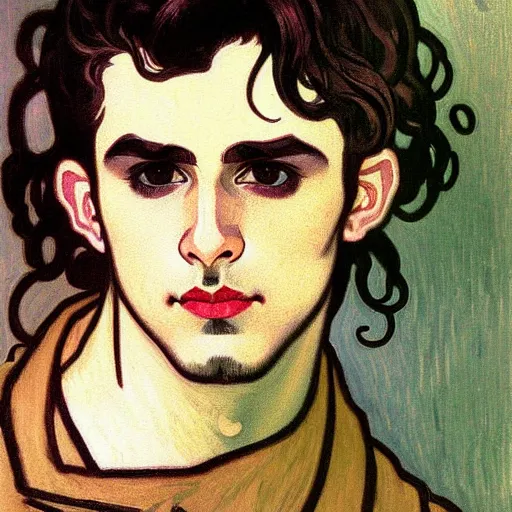 Image similar to painting of young cute handsome beautiful dark medium wavy hair man in his 2 0 s named shadow taehyung at the halloween pumpkin party, somber, depressed, melancholy, sad, elegant, clear, painting, stylized, delicate, soft facial features, delicate facial features, soft art, art by alphonse mucha, vincent van gogh, egon schiele