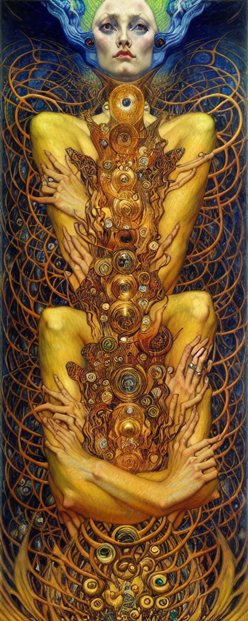 Image similar to Divine Chaos Engine by Karol Bak, Jean Delville, William Blake, Gustav Klimt, and Vincent Van Gogh, symbolist, visionary