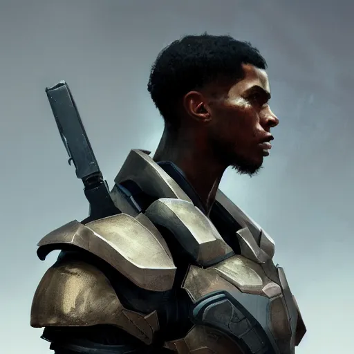 Prompt: an portrait young man dominican in the assault powered armor, style game square enix, trending on artstation, painted by greg rutkowski, render naughty dog, octane render, detailed