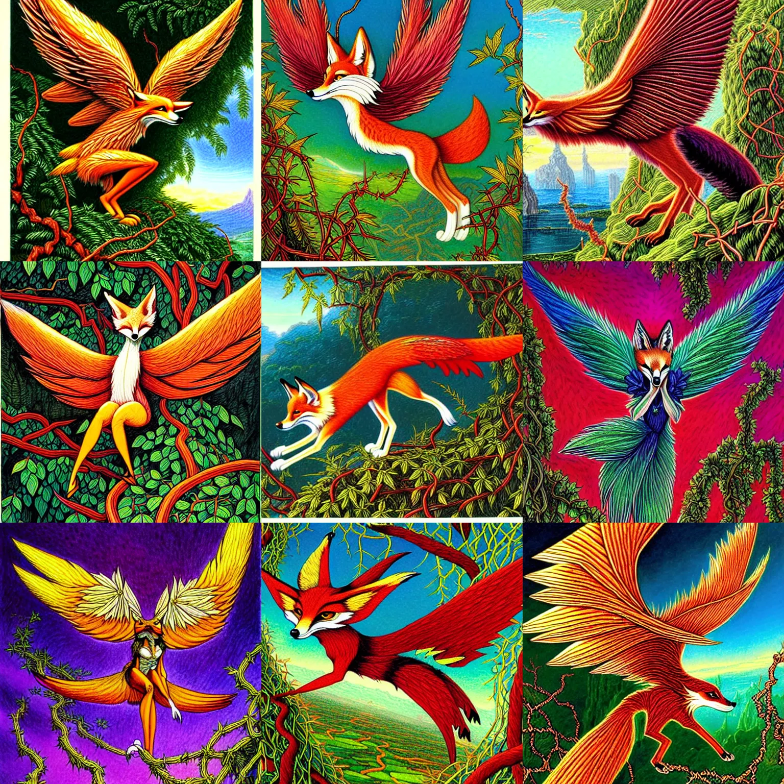 winged fox drawings