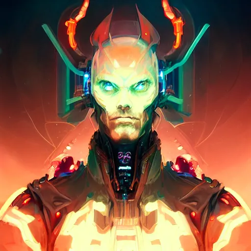 Image similar to a portrait of a demonic cybernetic duke of hell, cyberpunk concept art by pete mohrbacher and wlop and artgerm and josan gonzales, digital art, highly detailed, intricate, sci-fi, sharp focus, Trending on Artstation HQ, deviantart, unreal engine 5, 4K UHD image