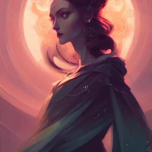 Image similar to a portrait of a beautiful morgan le fay, art by pete mohrbacher and guweiz and ilya kuvshinov, digital art, highly detailed, intricate, sci - fi, sharp focus, trending on artstation hq, deviantart, unreal engine 5, 4 k uhd image