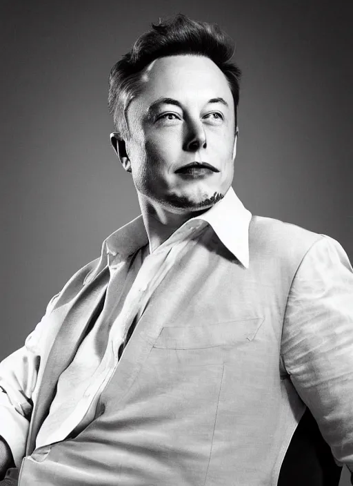 Prompt: A portrait photo of old Elon Musk, high contrast, black and white