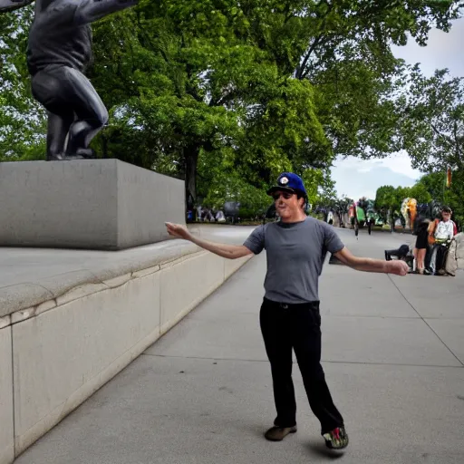 Prompt: mario dancing in front of vietnam memorial, wide angle