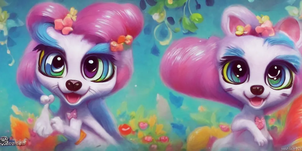 Prompt: 3 d littlest pet shop animal / ice cream hybrid, master painter and art style of noel coypel, art of emile eisman - semenowsky, art of edouard bisson