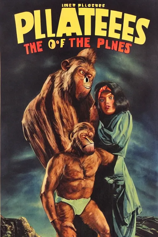 Image similar to movie poster, planet of the apes, directed by russ meyer