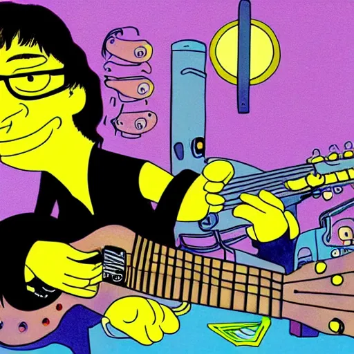 Image similar to john lennon in the style of the simpsons, hd, intricate detail, high resolution