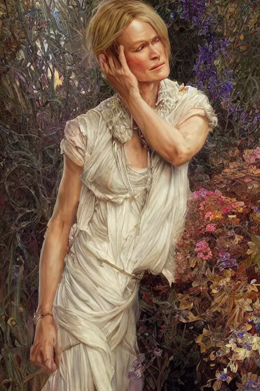 Prompt: Robin Wright portrait, fantasy, elegant, intricate, by Stanley Artgerm Lau, greg rutkowski, thomas kindkade, alphonse mucha, loish, norman Rockwell