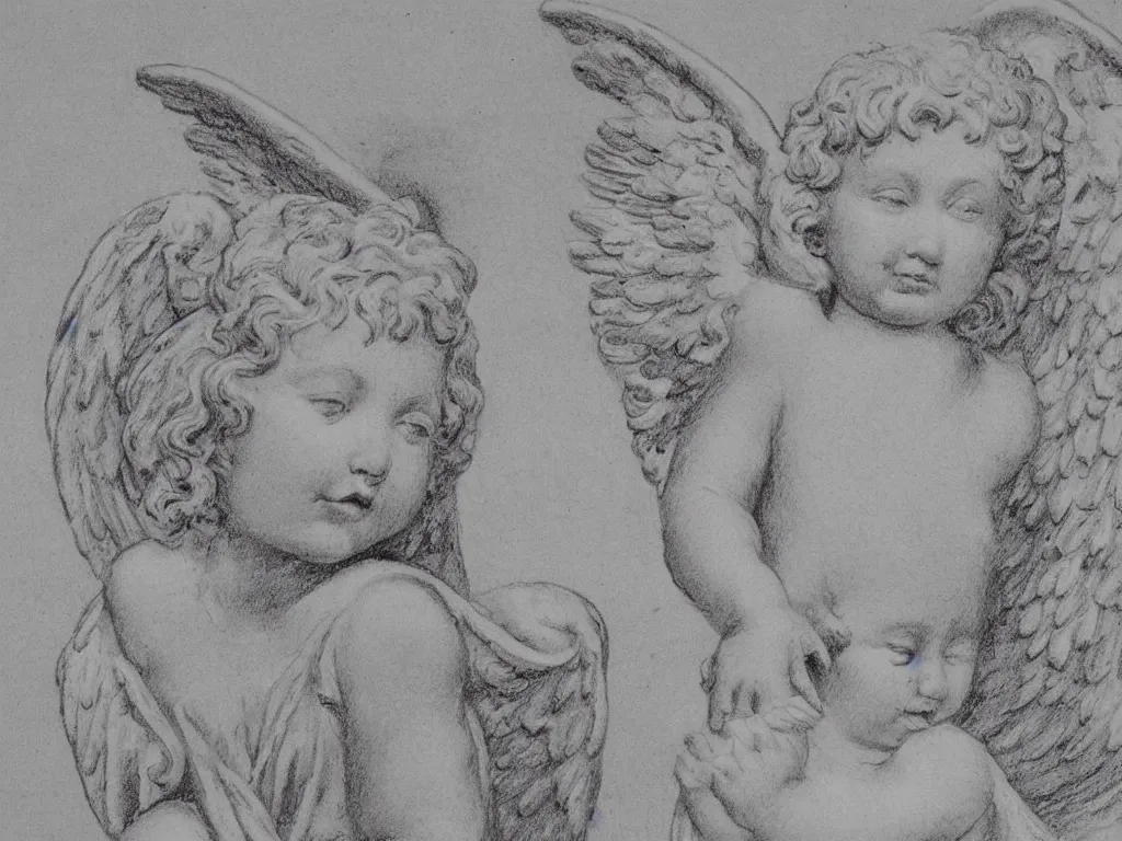 Prompt: cherub angel representation drawing