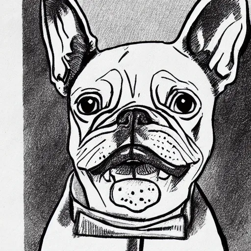 Image similar to french bulldog chef attire,? one line drawing