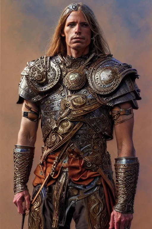 Image similar to full - body portrait of a running warrior, male, breastplate, magical, high fantasy, d & d, by donato giancola, face details, extremely detailed, digital illustration