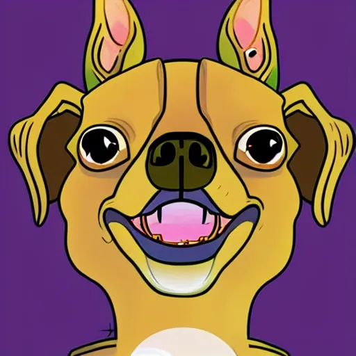 Image similar to a chihuahua with a third eye living in an extradimensional reality, in the style of goof troop, illustration, epic, realistic, hyper detailed, smooth