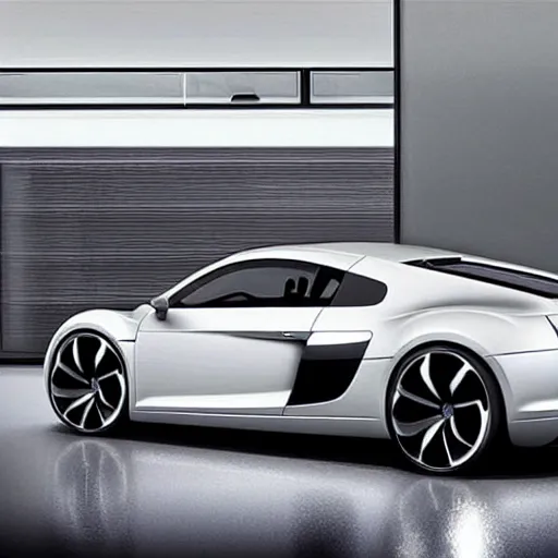 Prompt: a volkswagen audi r8 v10 concept car in a showroom :: Gran turismo concept art