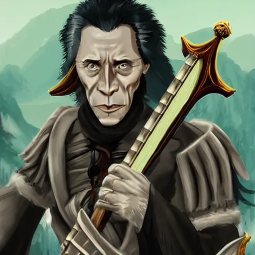 Image similar to How to be a Half-Orc Bard in D&D, by Christopher Walken.