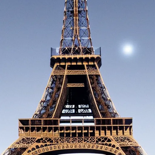 Prompt: an asteroid the size of the moon crashing into the eiffel tower at the point of impact.