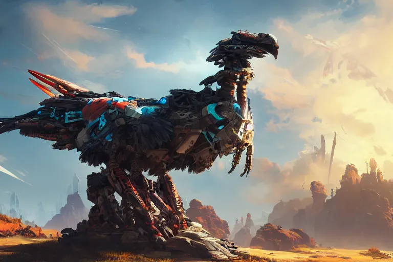 Image similar to stormbird machine mecanical creature robot of horizon forbidden west horizon zero dawn bioluminiscence global illumination ray tracing hdr fanart arstation by ian pesty and alena aenami artworks in 4 k