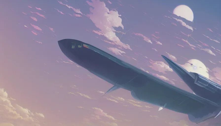 Image similar to A highly detailed matte painting of the biggest airplane ever by Studio Ghibli, Makoto Shinkai, by Artgerm, by beeple, by Greg Rutkowski, volumetric lighting, octane render, 4K resolution, trending on artstation, masterpiece