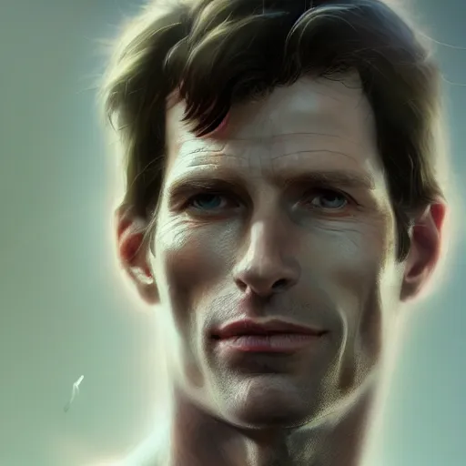 Image similar to a hyper - realistic character concept art portrait of young kevin conroy, depth of field background, artstation, award - winning realistic sci - fi concept art by jim burns and greg rutkowski, beksinski, a realism masterpiece, james gilleard, bruegel, alphonse mucha, and yoshitaka amano.