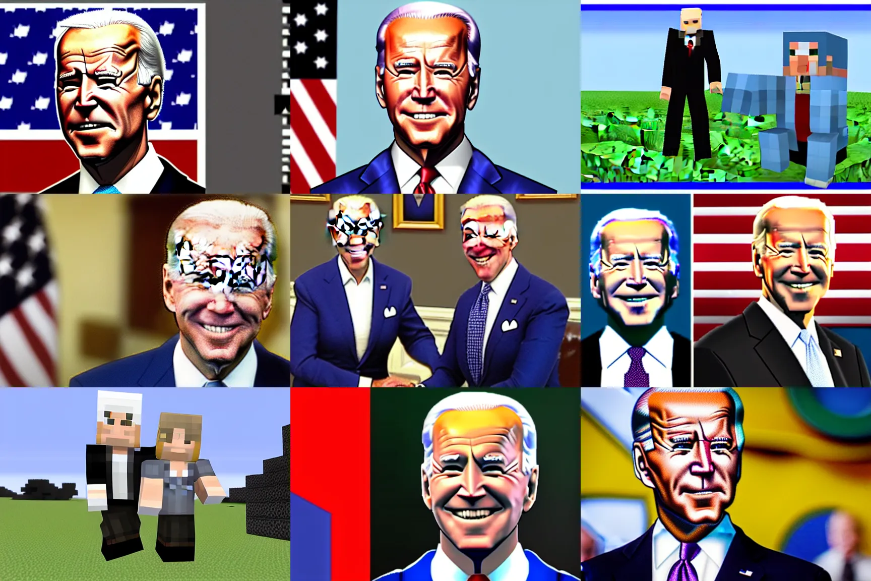 Prompt: joe biden in minecraft