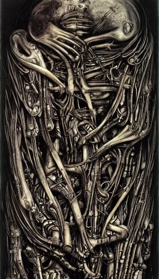 Prompt: The end of an organism, by HR Giger