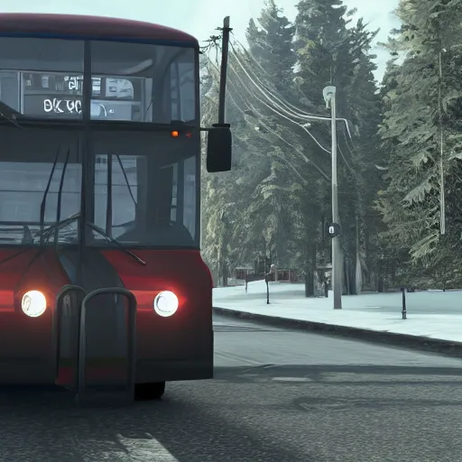 Image similar to niko bellic driving a bus in 4 k