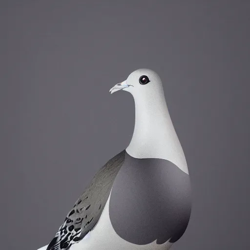 Image similar to a pigeon in a suit standing in profile, author portrait