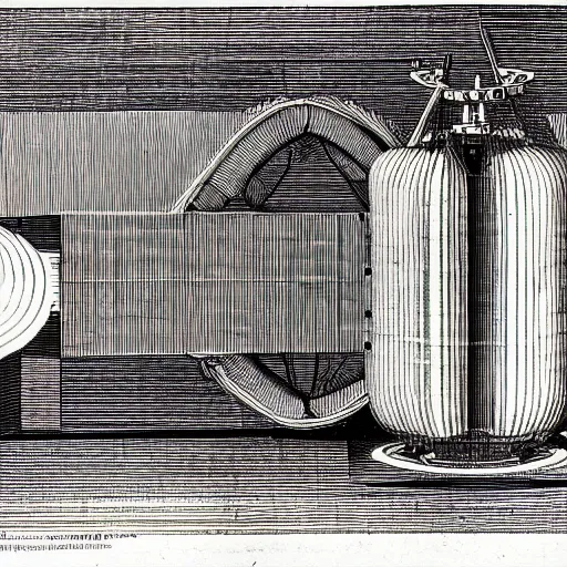 Image similar to technical drawing of a time machine from Leonardo da Vinci