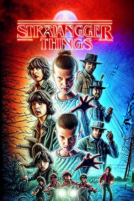 Image similar to stranger things movie poster in india, poster for the bollywood remake of stranger things with indian actors