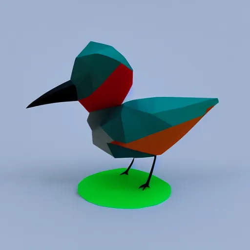 Prompt: bird with a knife , low poly 3d model , cell shading , gradients