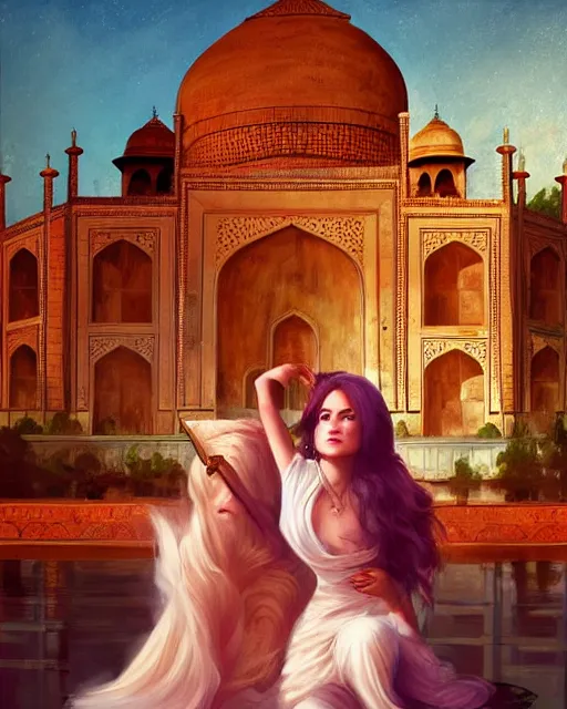 Image similar to tuesday weld visits the taj mahal by charlie bowater, by francine van hove, by alex horley, by tom chambers, by victor prezio