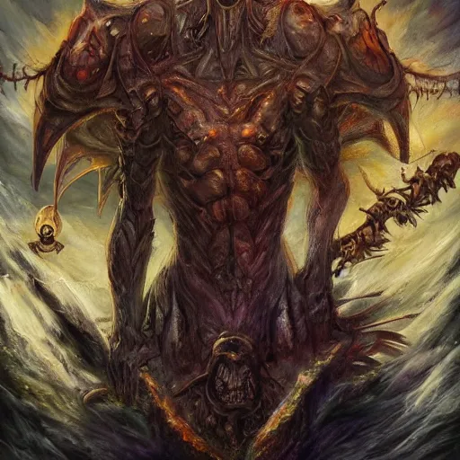 Image similar to lord of torment and destruction, artstation hall of fame gallery, editors choice, #1 digital painting of all time, most beautiful image ever created, emotionally evocative, greatest art ever made, lifetime achievement magnum opus masterpiece, the most amazing breathtaking image with the deepest message ever painted, a thing of beauty beyond imagination or words