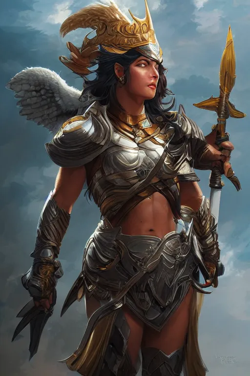 Image similar to amazon valkyrie athena, d & d, fantasy, portrait, highly detailed, headshot, digital painting, trending on artstation, concept art, sharp focus, illustration, art by artgerm and greg rutkowski and magali villeneuve