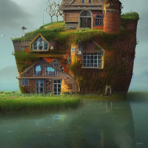 Image similar to an intriguing building in a beautiful landscape by gediminas pranckevicius