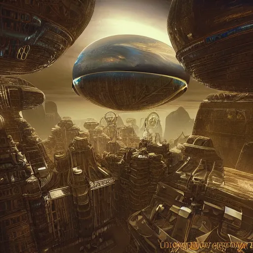 Image similar to enormous flying city in a faberge egg, sky, steampunk, fantasy art, masterpiece, unreal engine, hugh ferriss