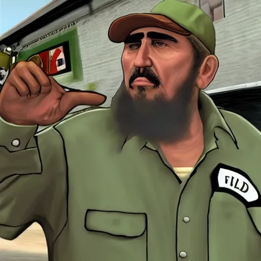 Prompt: Fidel Castro in grand theft auto San Andreas