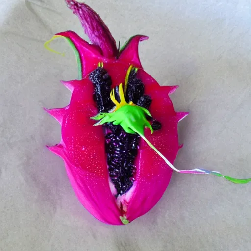 Prompt: dragon made of dragonfruit