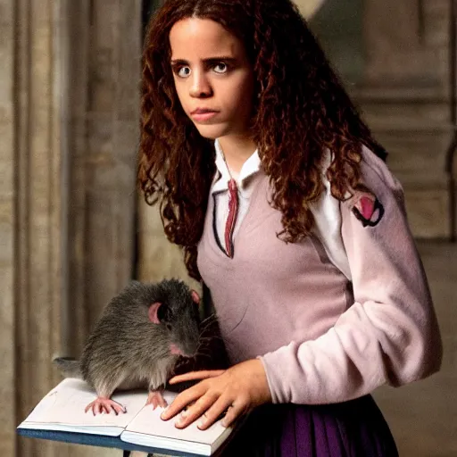 Image similar to hermione and a giant rat