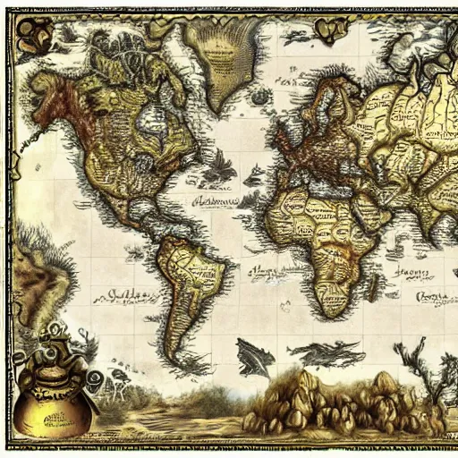 Image similar to fantasy world map, continents.