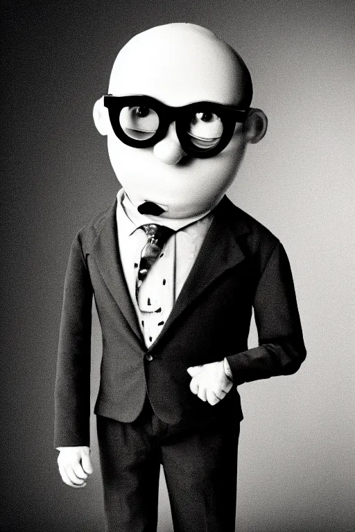 Prompt: a lemon character wearing a suit and glasses, vintage photograph, sepia