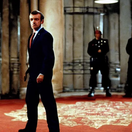 Prompt: Emmanuel Macron in Fight Club (1999)