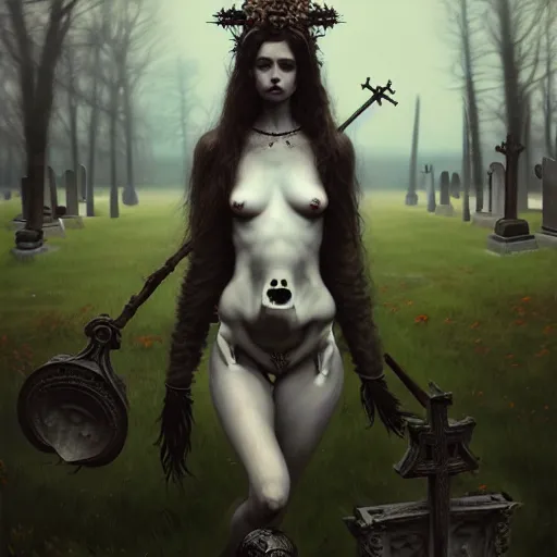 Prompt: bone goddess, beautiful girl, full body, bone throne, in a cemetary, realistic, serov, surikov, vasnetsov, repin, kramskoi, insanely detailed, charlie bowater, tom bagshaw, high resolution, octane rendered, unreal engine, illustration, trending on artstation, masterpiece, 8 k