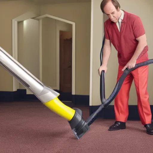 Image similar to saul goodman vacuuming the floor